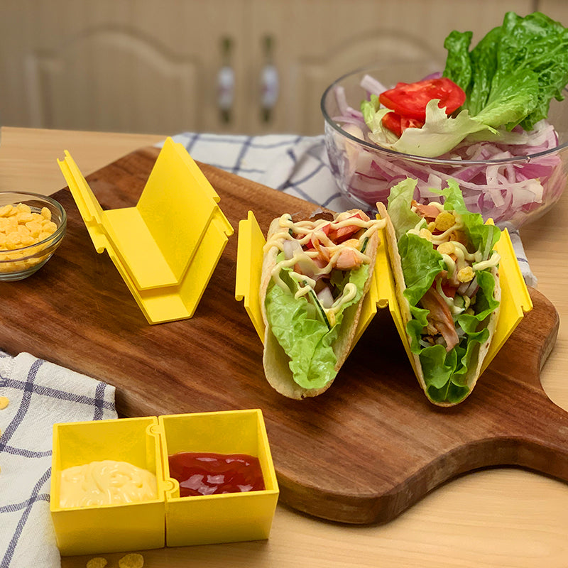 Mexican Detachable Taco Holder Chicano Burritos Burito Hot Dog Tray Taco Tuesday kitchen gadgets with Condiment Dish